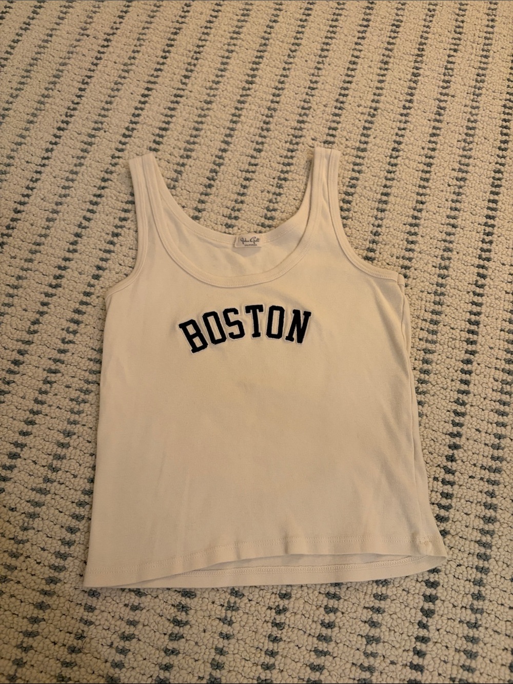 Brandy Melville Cream Tank with Black Boston Arch